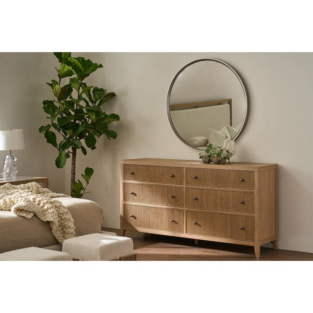 Isabella Modern Classic Fluted Brown Oak Double Dresser|