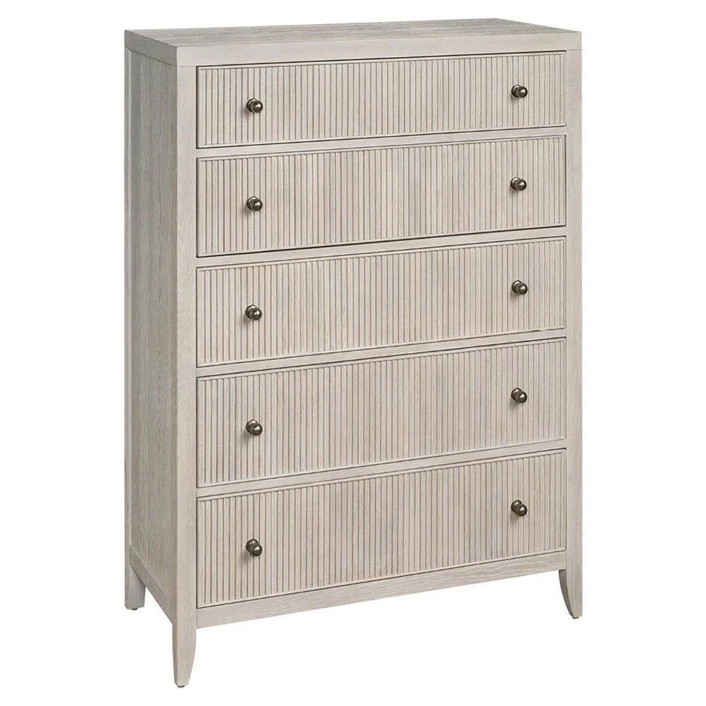 Isabella Modern Classic Fluted White Oak Tall Chest|
