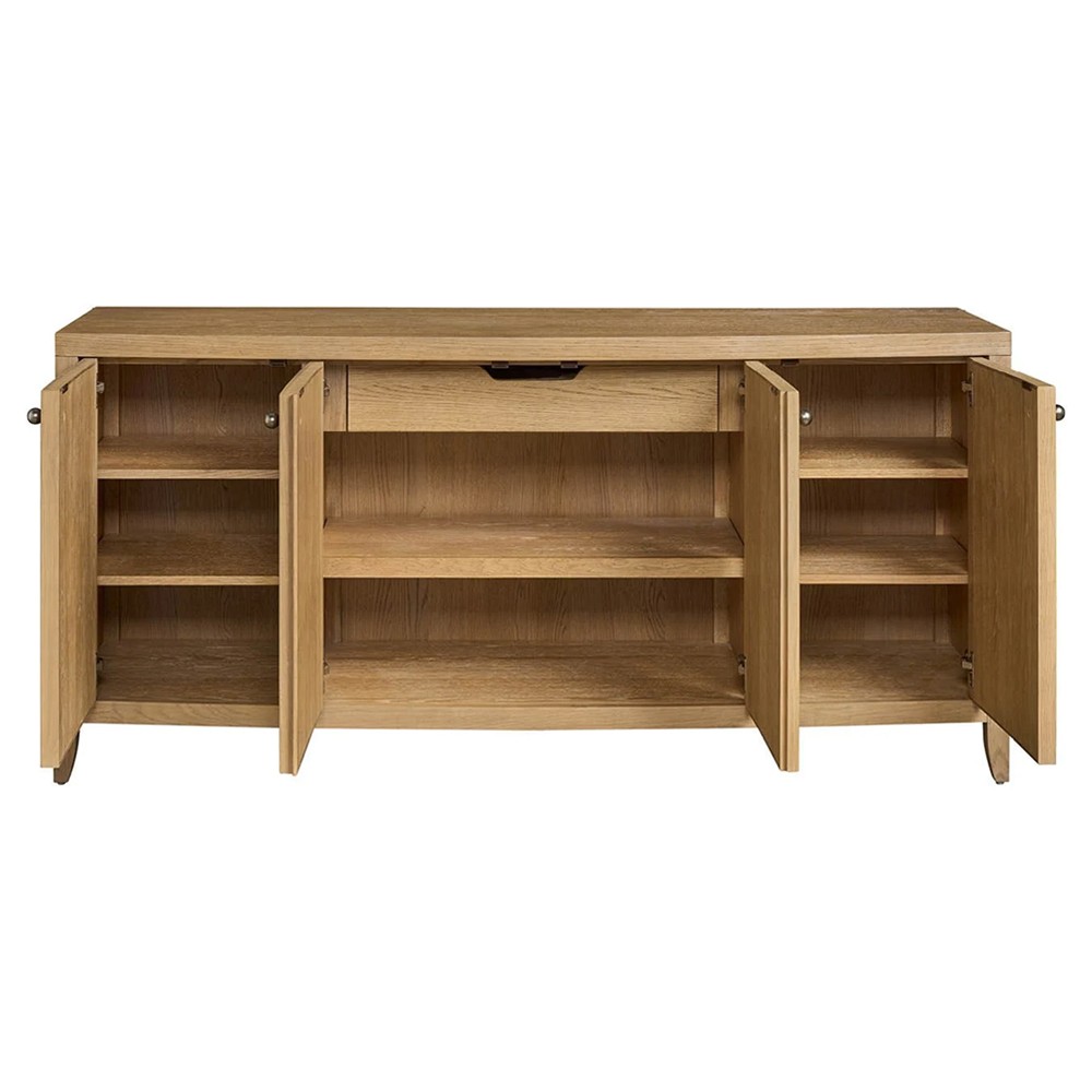 Isabella Modern Classic Fluted Brown Oak Credenza|