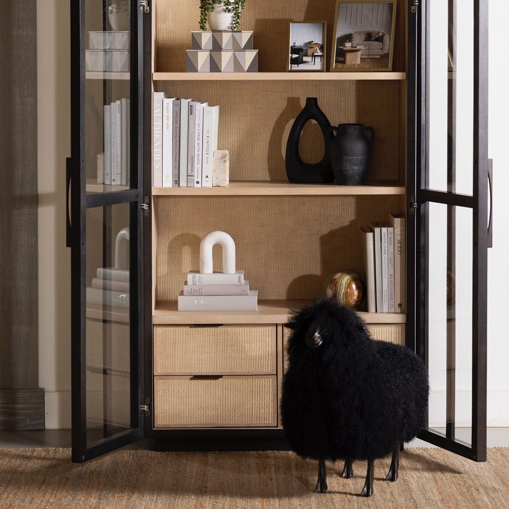 Leon Modern Black Sheepskin Antique Bronze Baby Sheep Statue