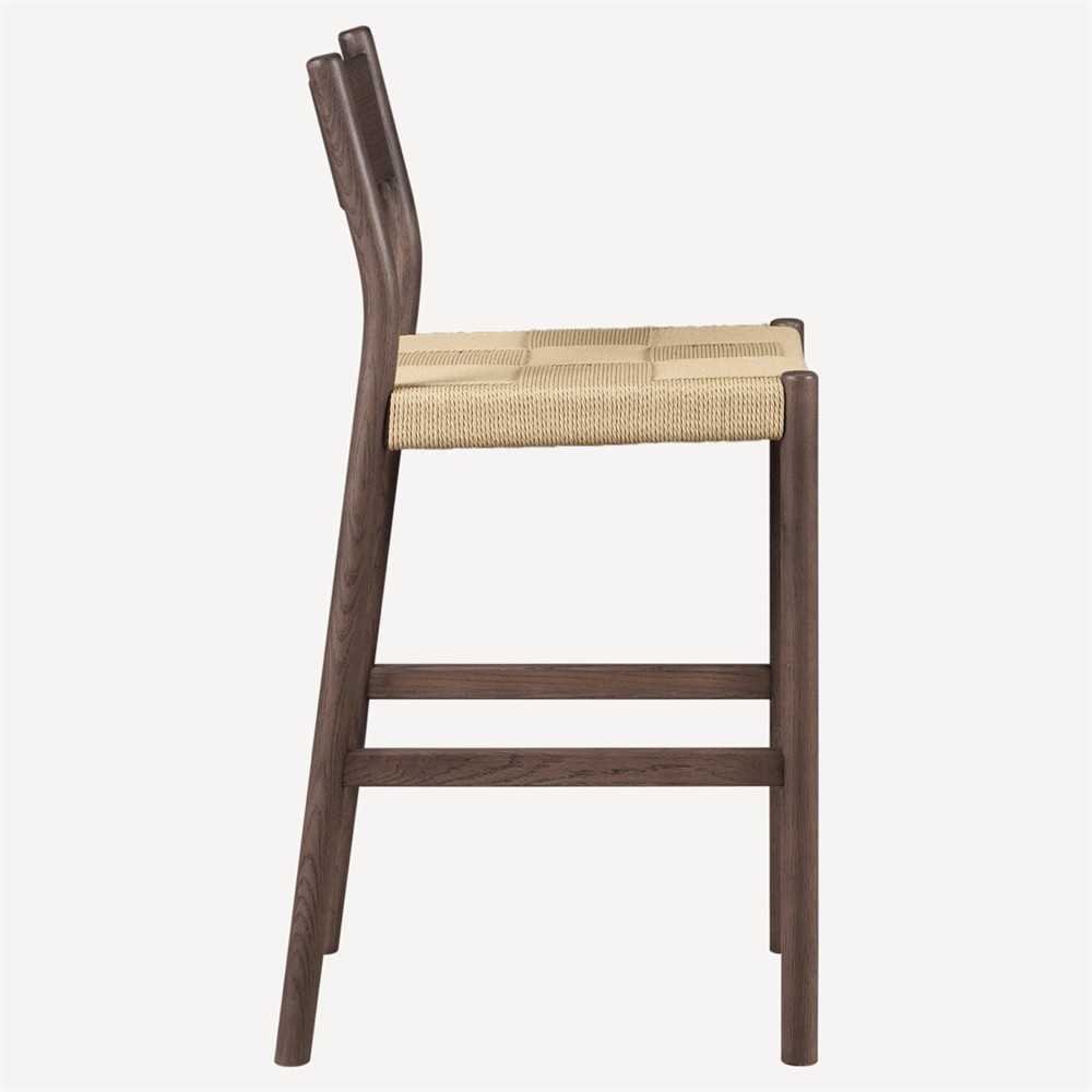 Aria Modern Classic Woven Cord Brown Oak Counter Stool|