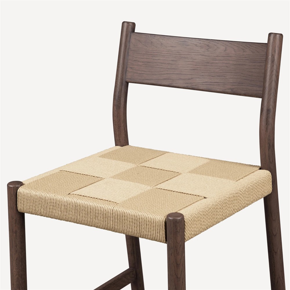 Aria Modern Classic Woven Cord Brown Oak Counter Stool|