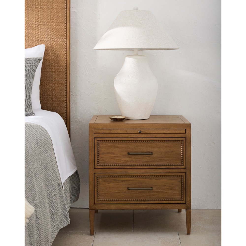 Anjana Coastal Beach Brown Oak Nightstand|