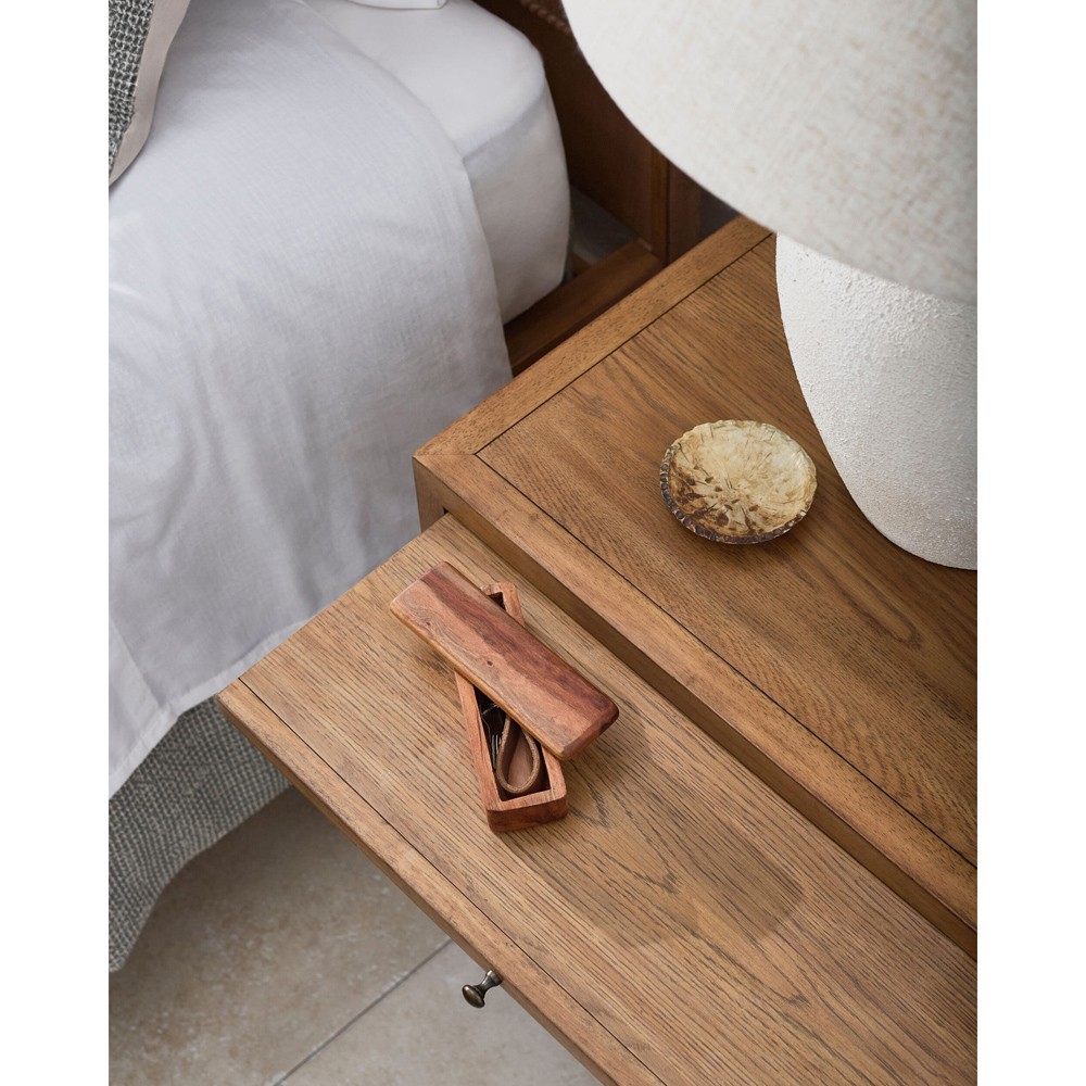 Anjana Coastal Beach Brown Oak Nightstand|