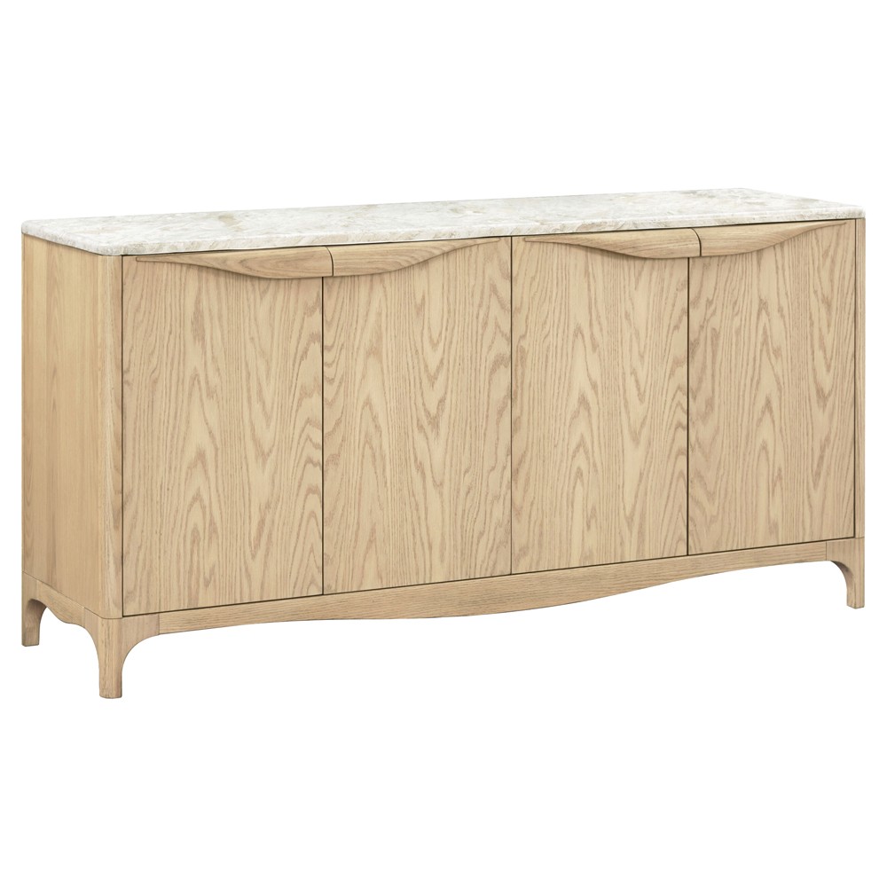 Nora Modern Classic Cream Marble Brown Oak Sideboard Standard (50