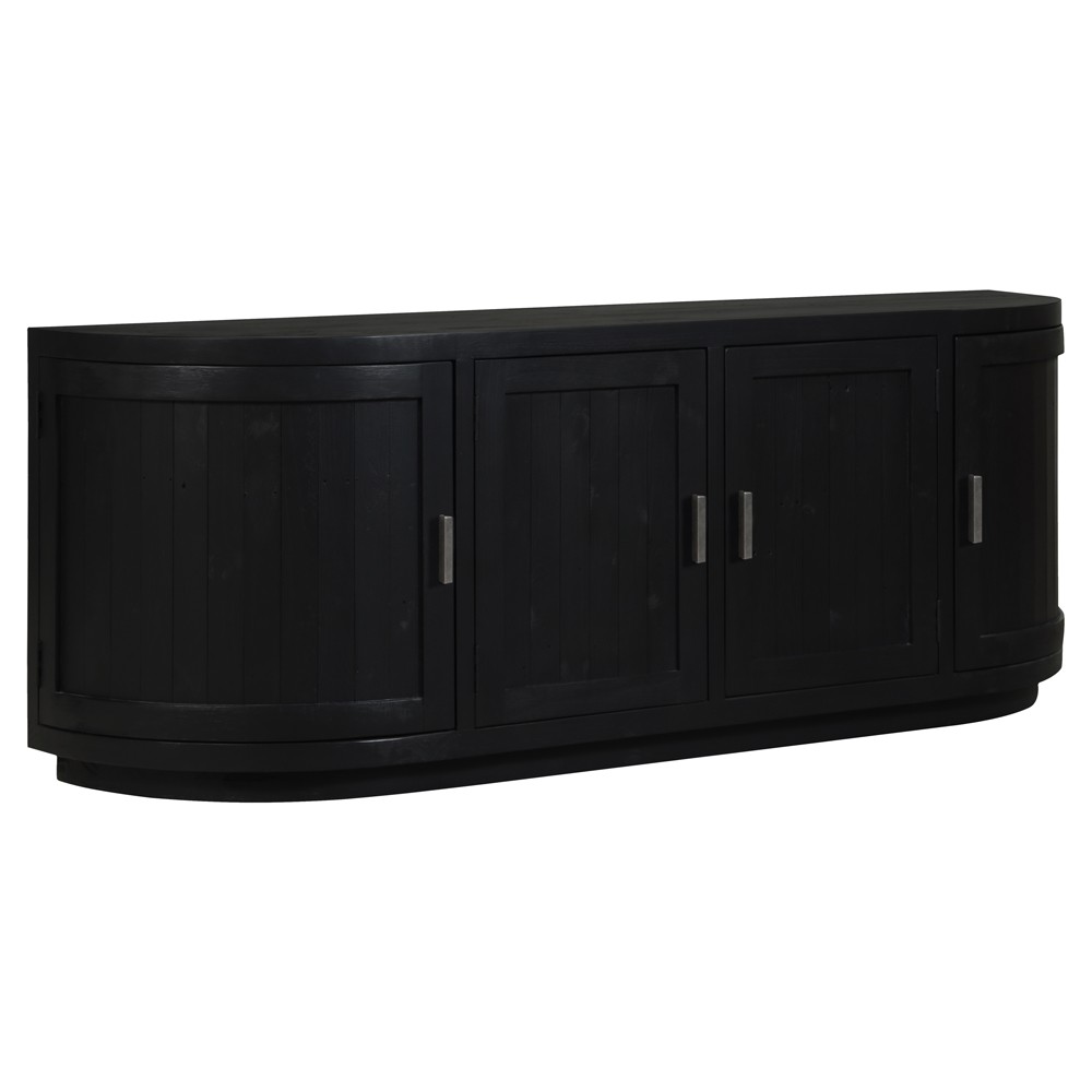 Neriah Rustic Lodge Black Reclaimed Wood Media Cabinet - 71"