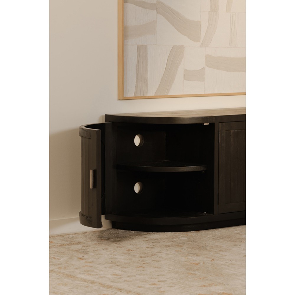 Neriah Rustic Lodge Black Reclaimed Wood Media Cabinet - 71"