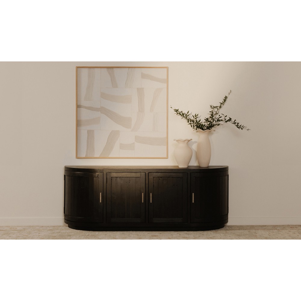 Neriah Rustic Lodge Black Reclaimed Wood Media Cabinet - 71"