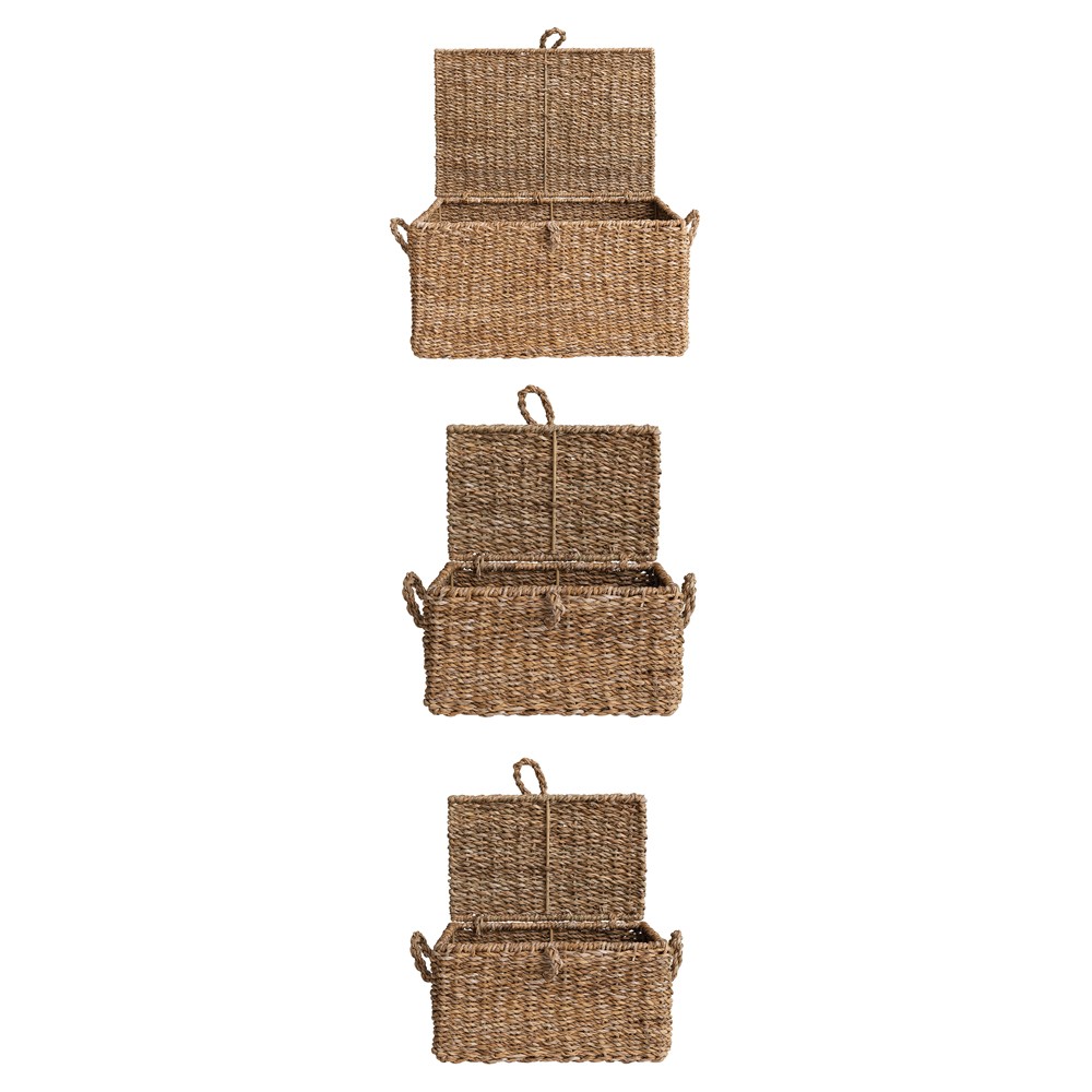 Maren Coastal Natural Woven Seagrass Decorative Basket - Set of 3|