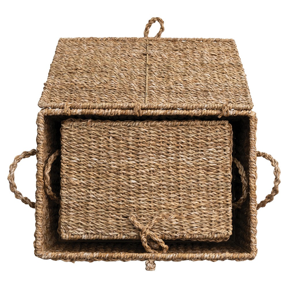Maren Coastal Natural Woven Seagrass Decorative Basket - Set of 3|