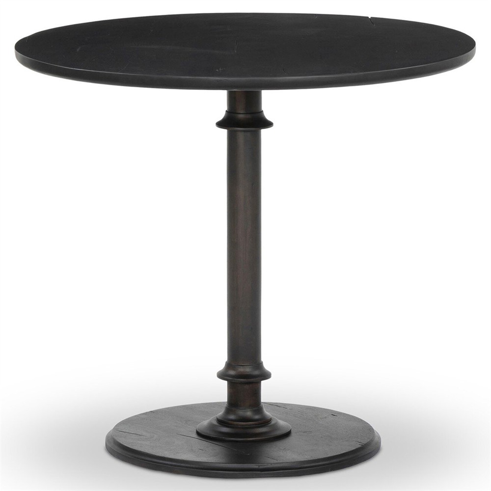 Duke Updated Traditional Dark Reclaimed Wood Round Bistro Table - 33"|