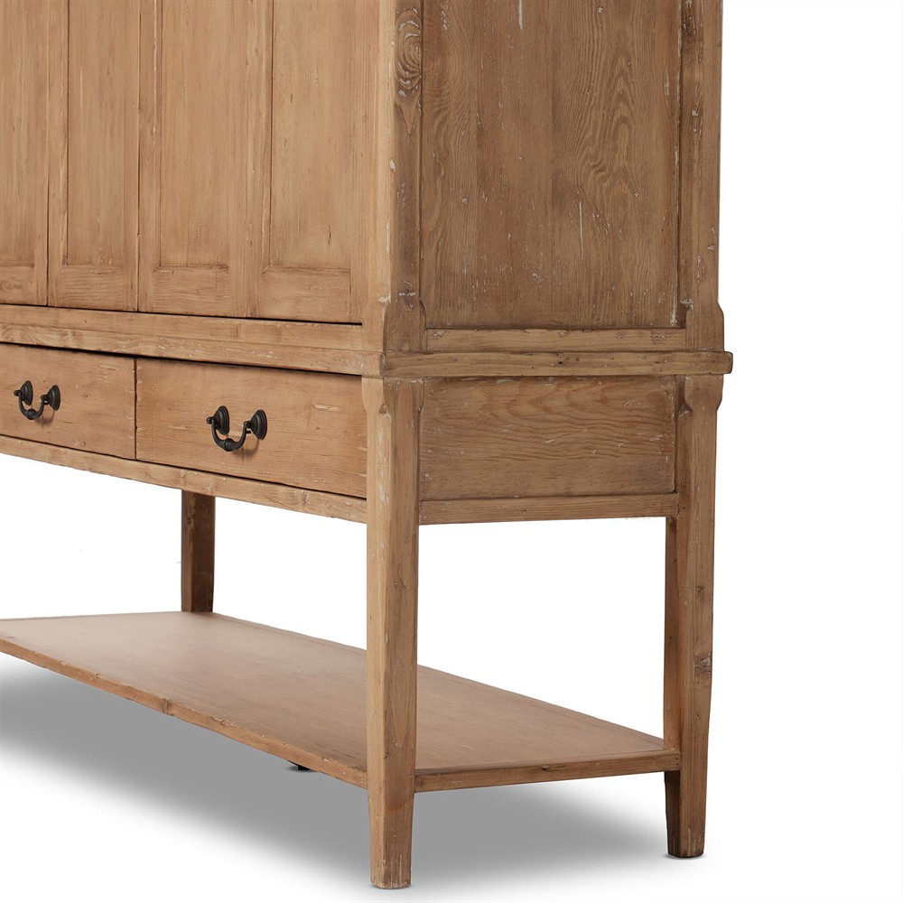 Brook Updated Traditional Aged Light Pine Wood Wide Cabinet|