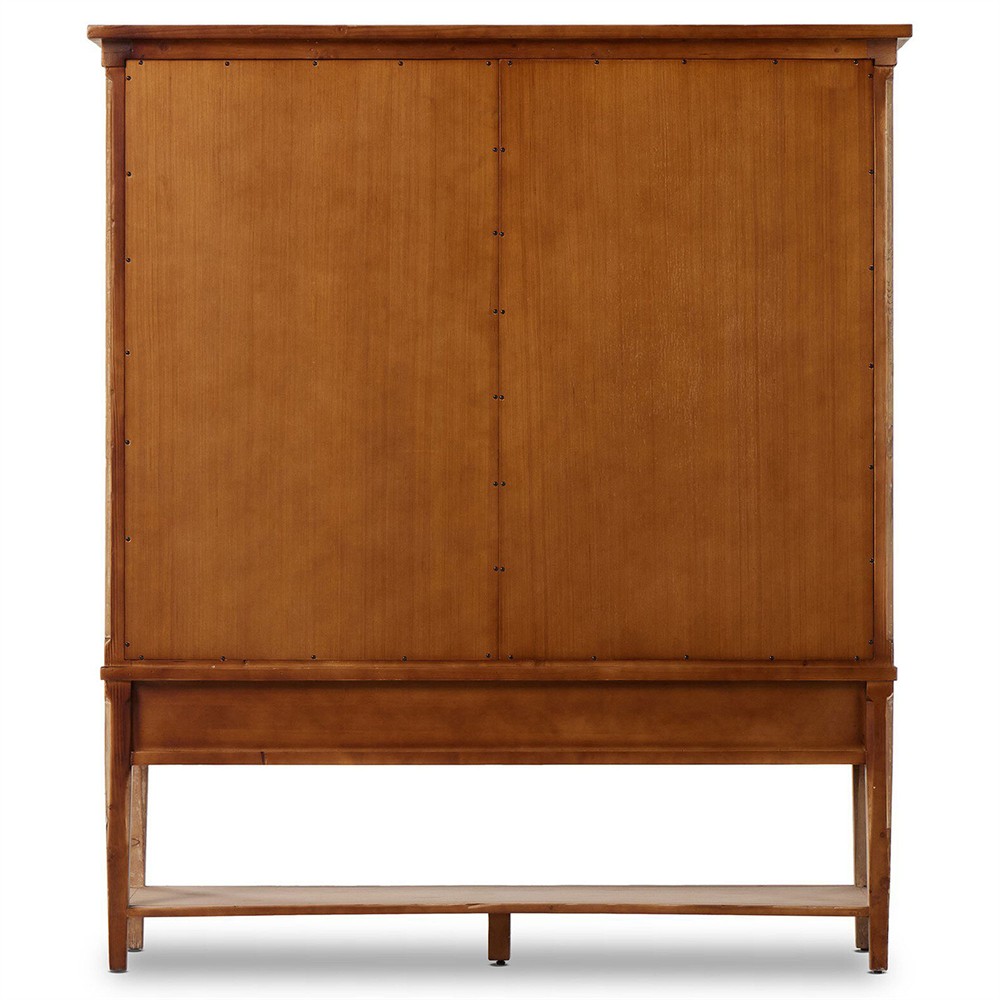 Brook Updated Traditional Aged Light Pine Wood Wide Cabinet|