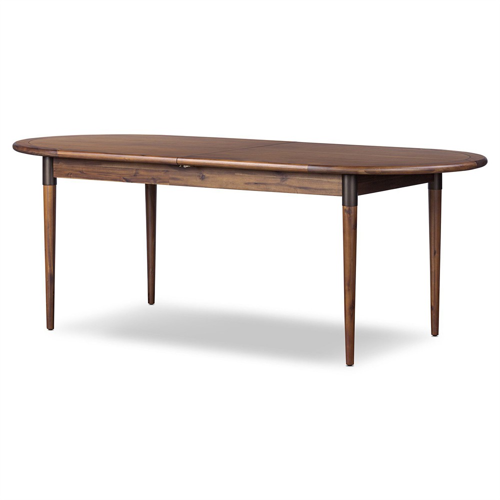 Hayden Modern Classic Brown Acacia Wood Oval Extendable Dining Table - 84-104"|