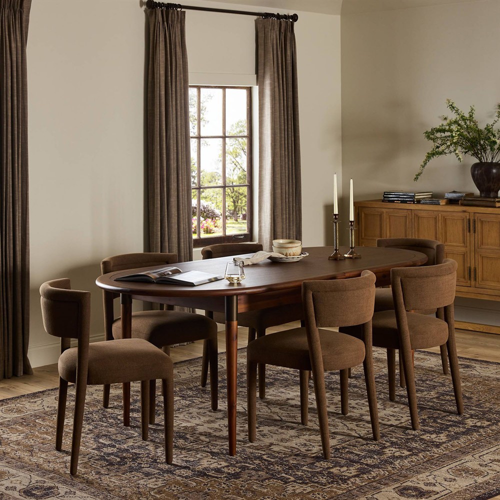 Hayden Modern Classic Brown Acacia Wood Oval Extendable Dining Table - 84-104"|