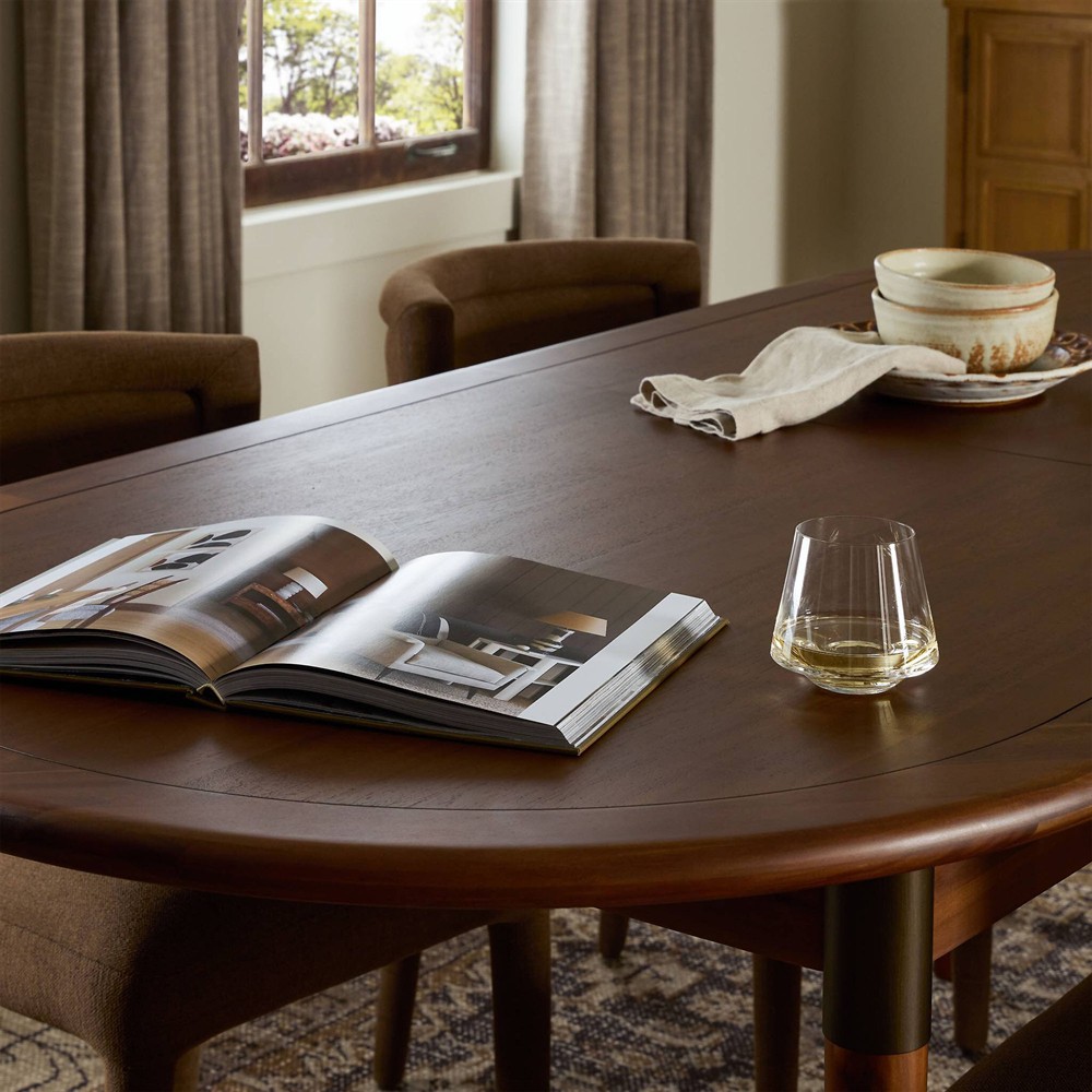 Hayden Modern Classic Brown Acacia Wood Oval Extendable Dining Table - 84-104"|