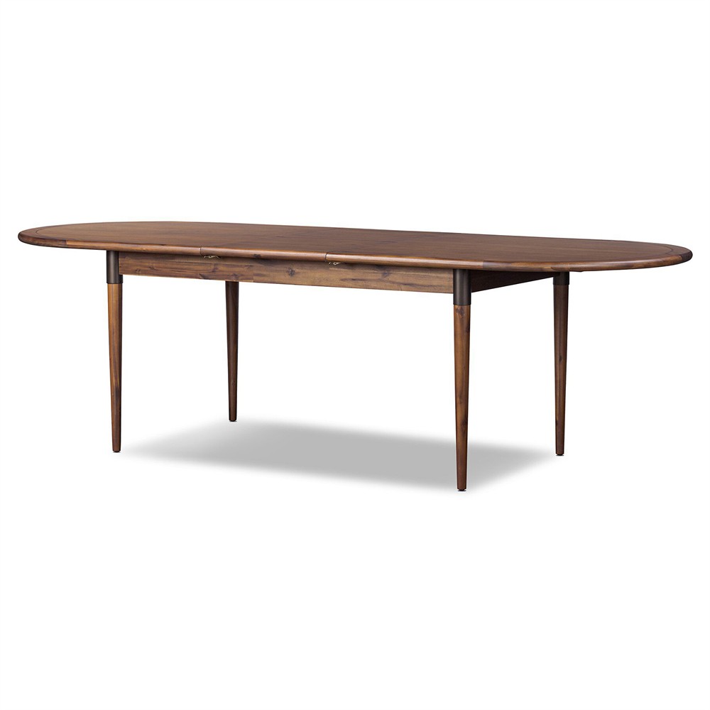 Hayden Modern Classic Brown Acacia Wood Oval Extendable Dining Table - 84-104"|