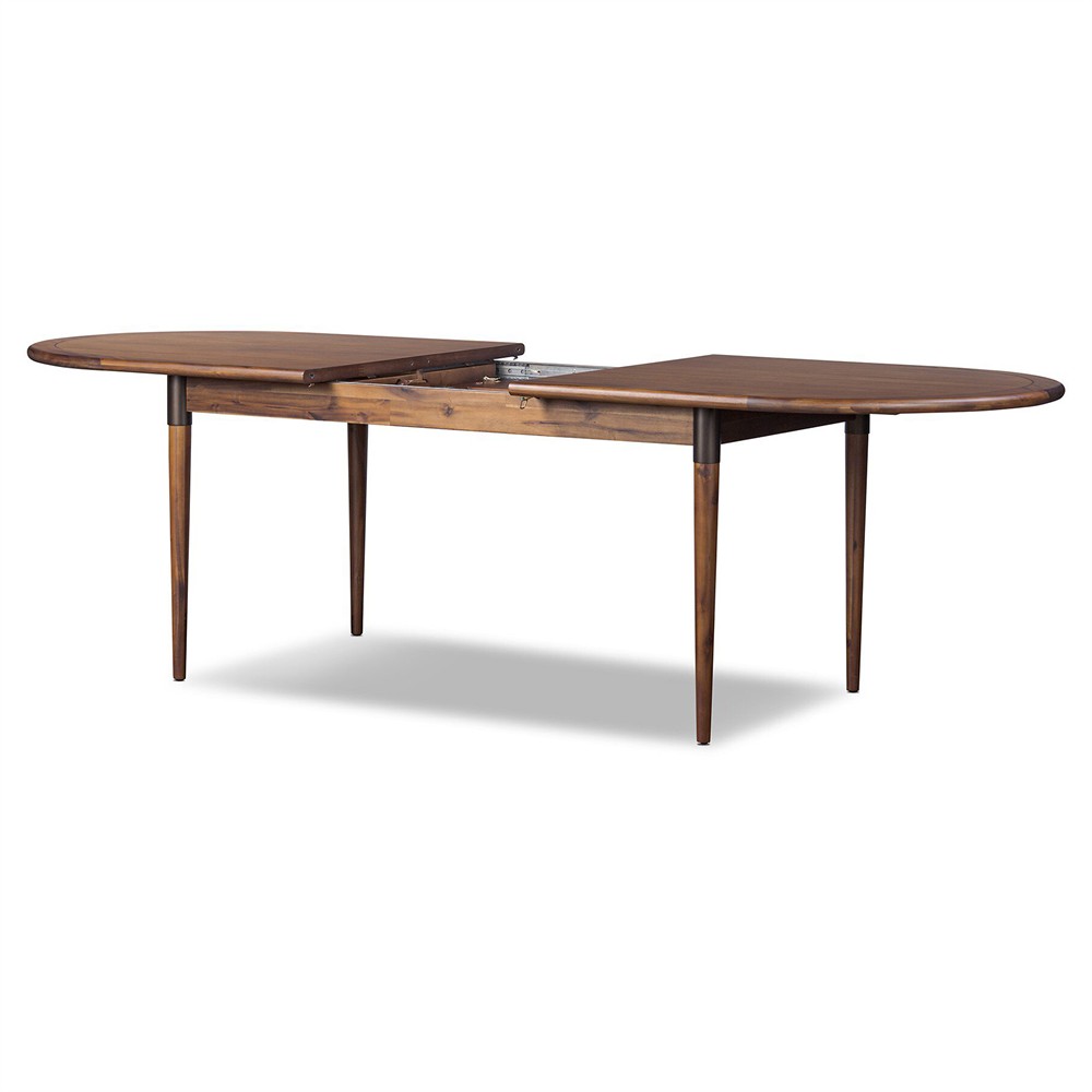 Hayden Modern Classic Brown Acacia Wood Oval Extendable Dining Table - 84-104"|