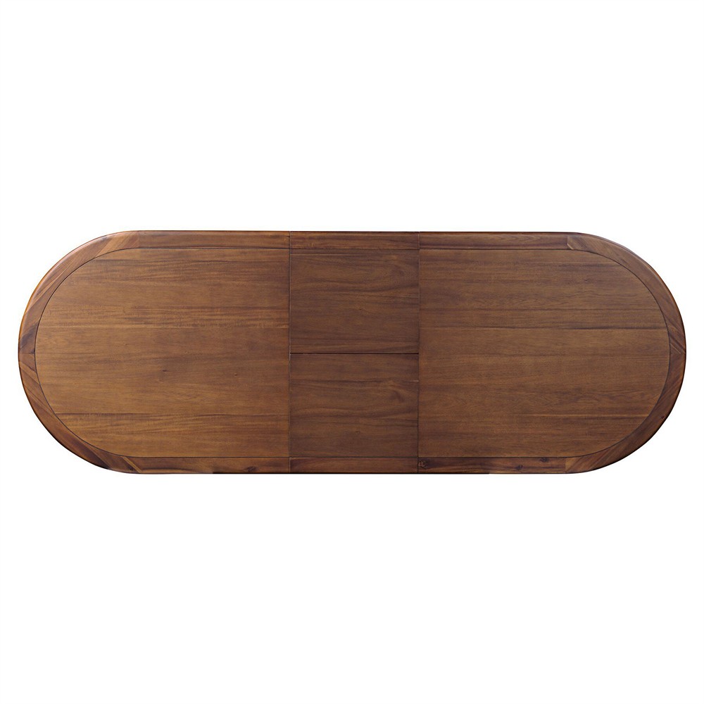 Hayden Modern Classic Brown Acacia Wood Oval Extendable Dining Table - 84-104"|