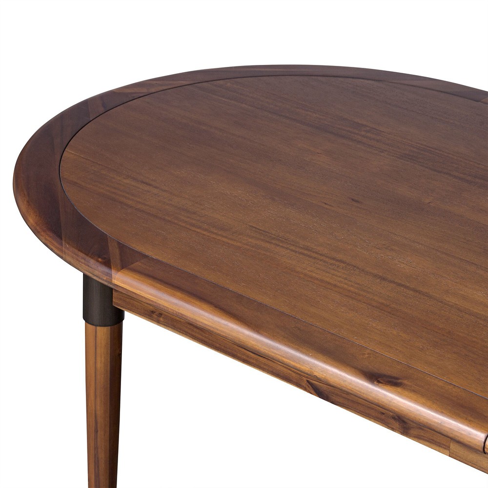 Hayden Modern Classic Brown Acacia Wood Oval Extendable Dining Table - 84-104"|