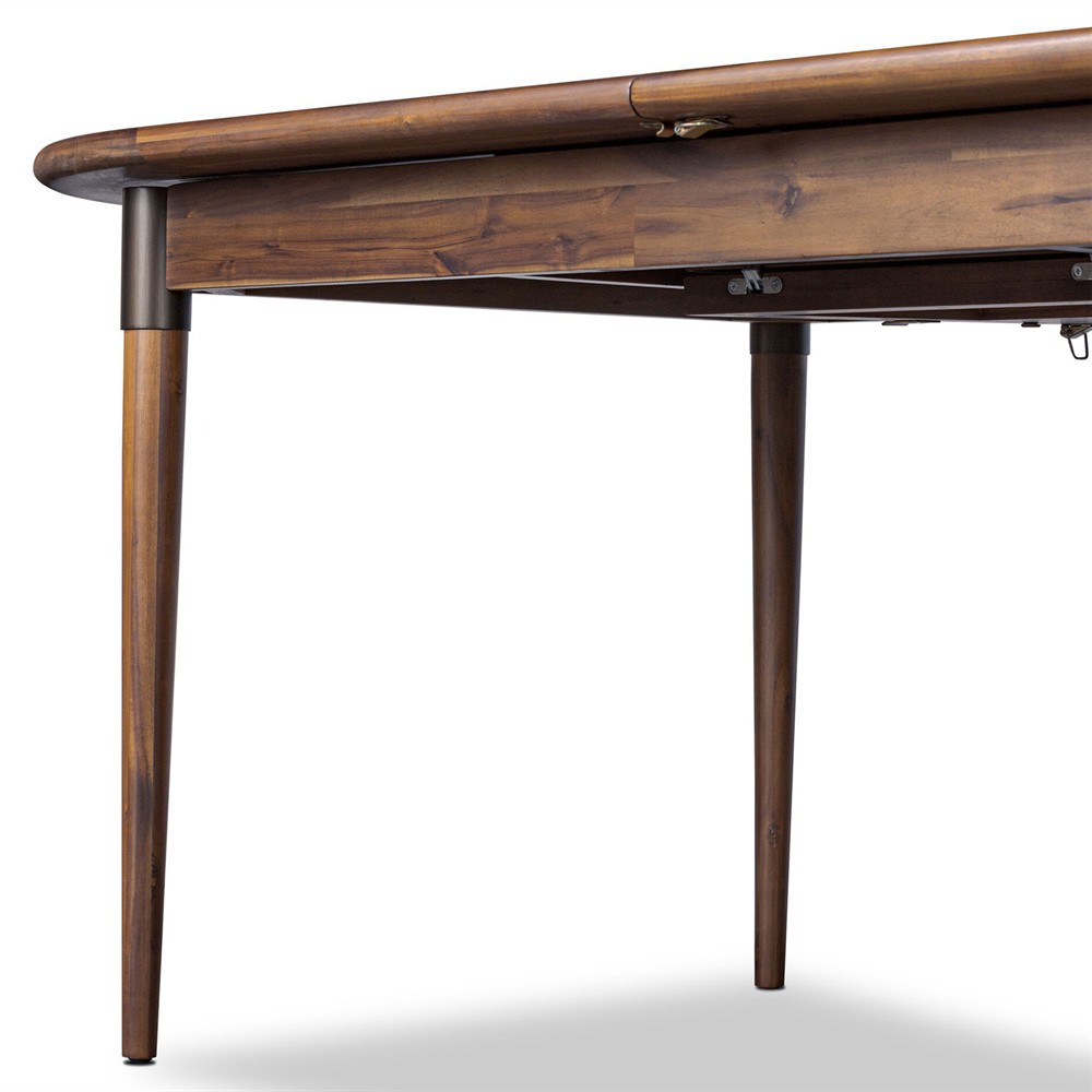 Hayden Modern Classic Brown Acacia Wood Oval Extendable Dining Table - 84-104"|