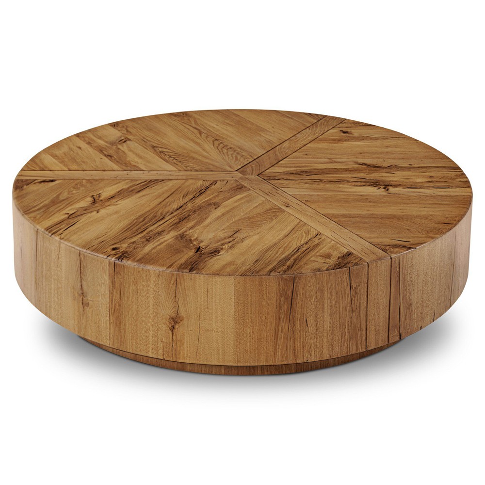 Reese Modern Classic Natural Reclaimed Oak Drum Coffee Table|