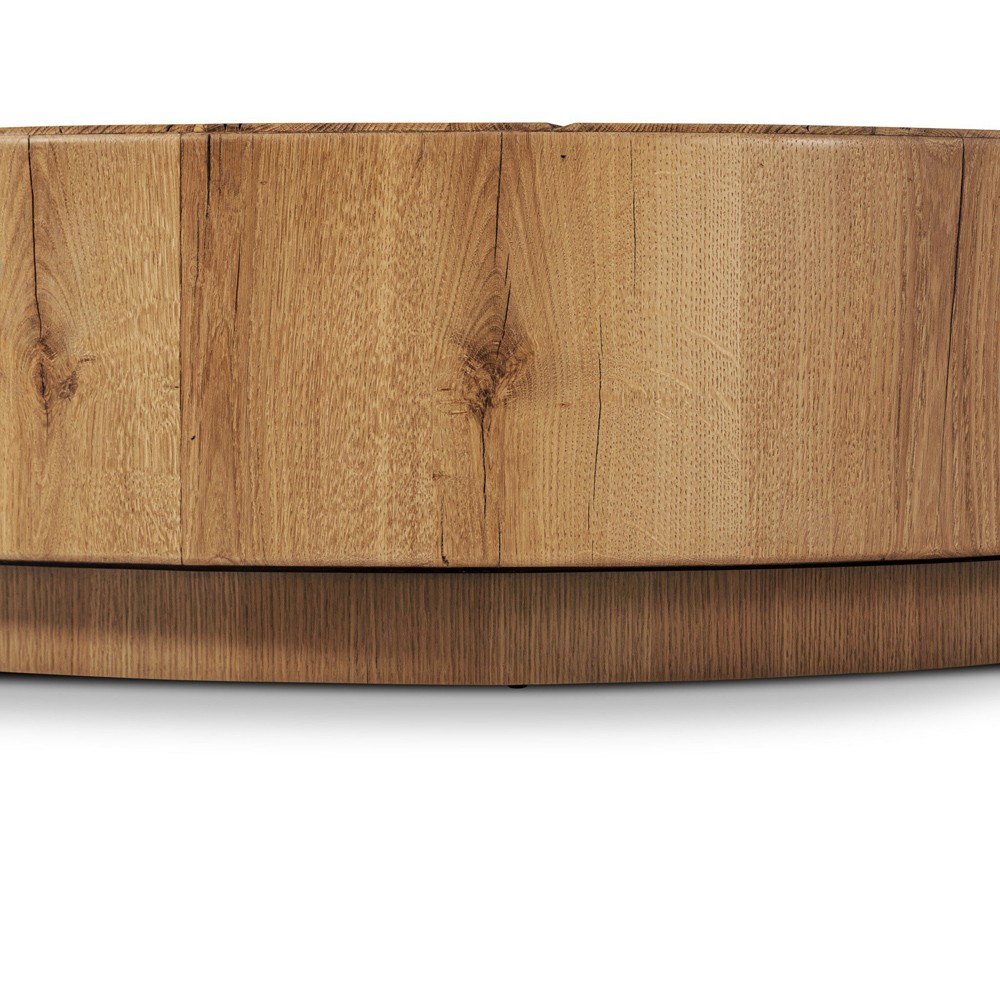 Reese Modern Classic Natural Reclaimed Oak Drum Coffee Table|