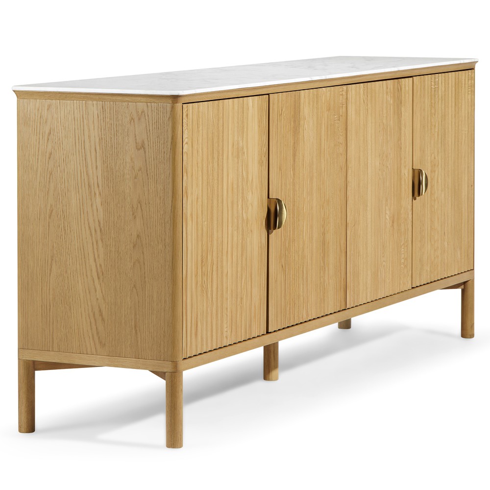 Traditional Reeded Sideboard Cadence Modern Classic Marble Reeded Natural Wood Sideboard Standard ...