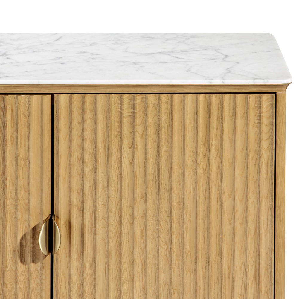 Traditional Reeded Sideboard Cadence Modern Classic Marble Reeded Natural Wood Sideboard Standard ...