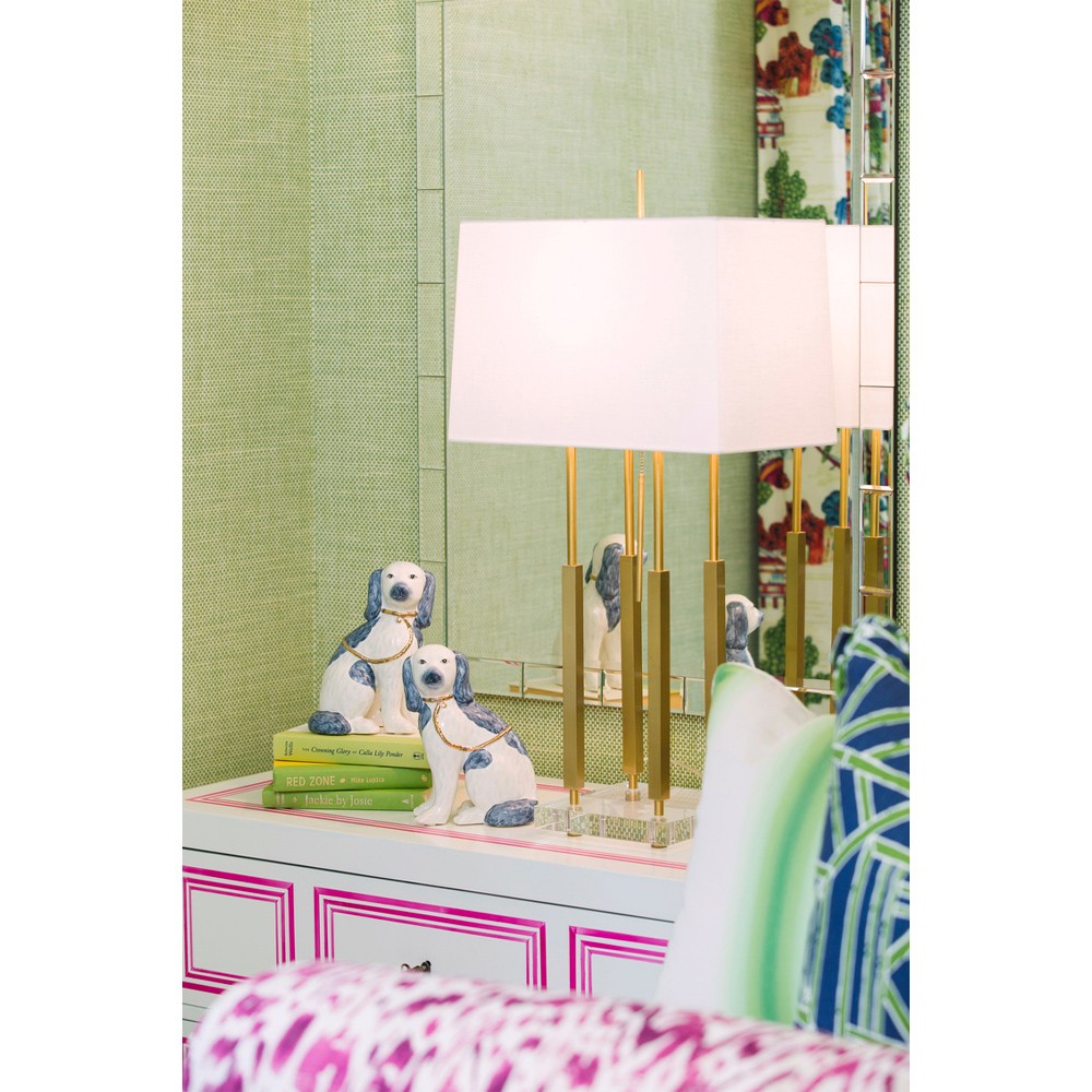 Riven Country Blue Ceramic Staffordshire Dog Figurine - Set of 2|