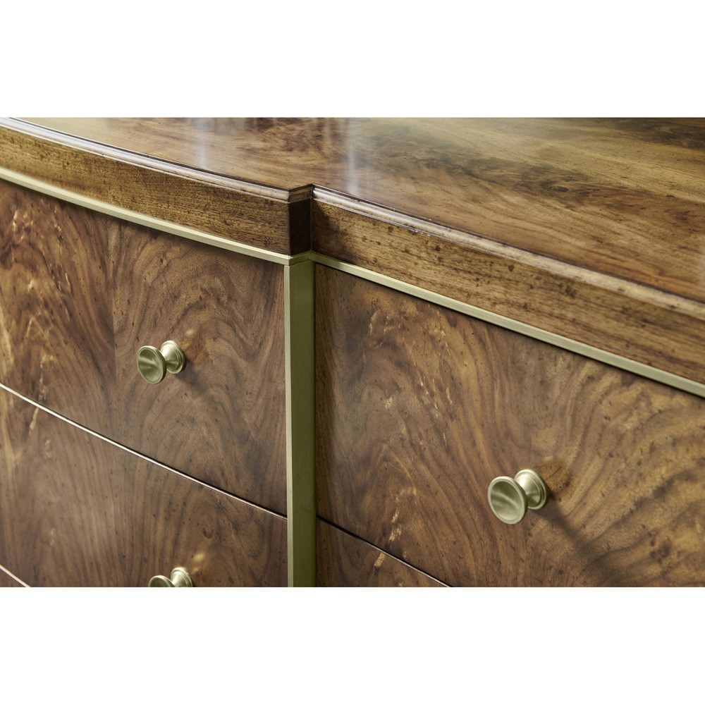 Whitaker Modern Classic Brown Walnut Champagne Steel Dresser|