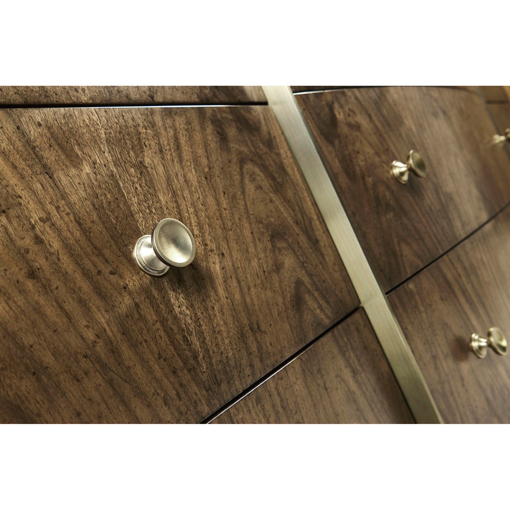 Whitaker Modern Classic Brown Walnut Champagne Steel Dresser|
