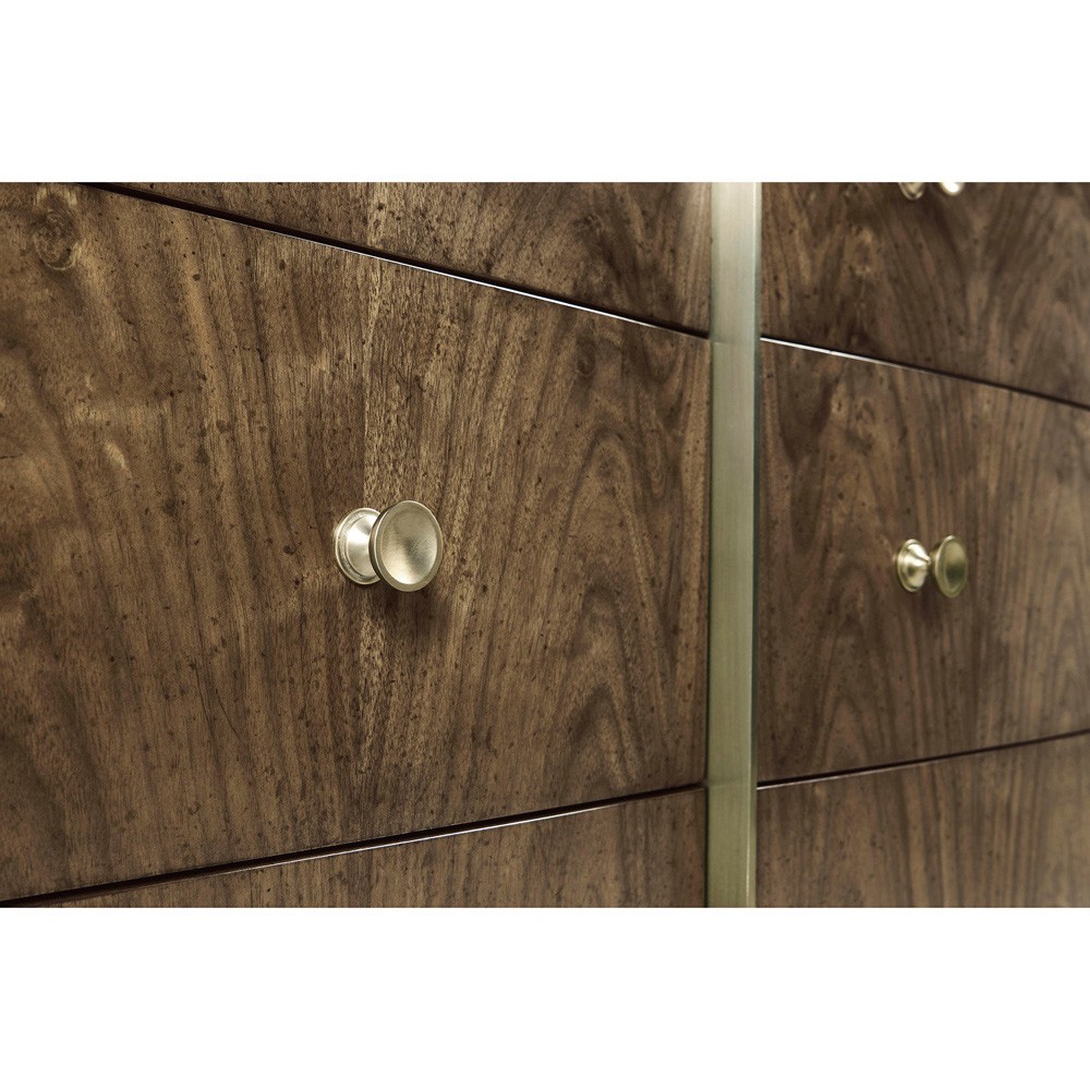 Whitaker Modern Classic Brown Walnut Champagne Steel Dresser|