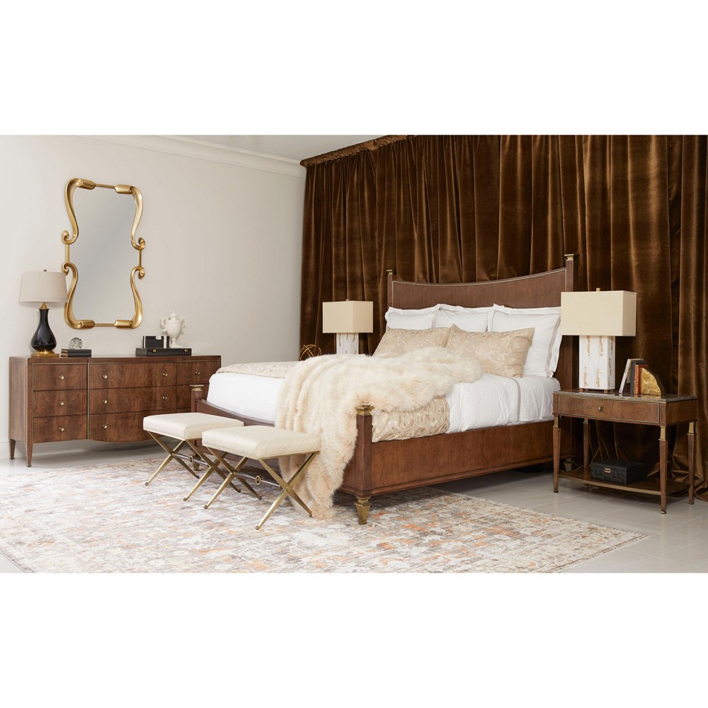 Whitaker Modern Classic Brown Walnut Champagne Steel Dresser|