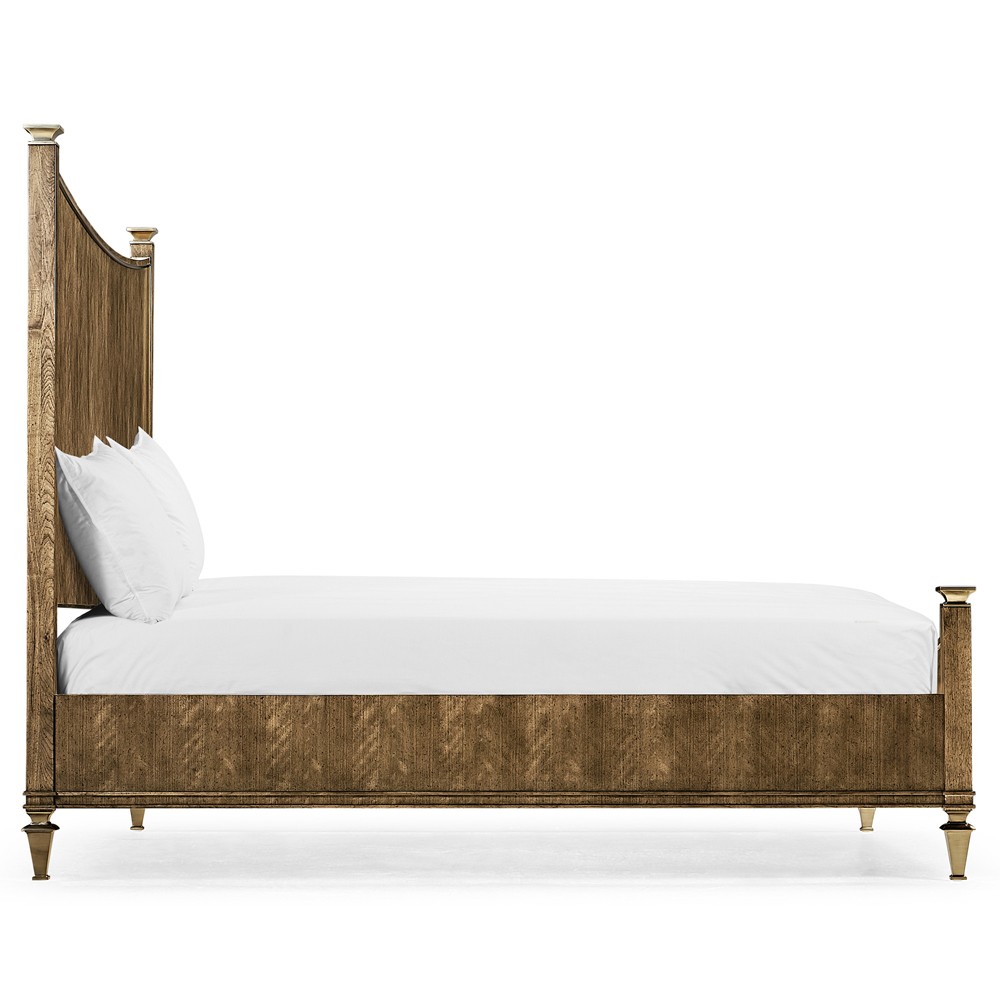 Whitaker Modern Classic Brown Walnut Champagne Steel Bed - King|