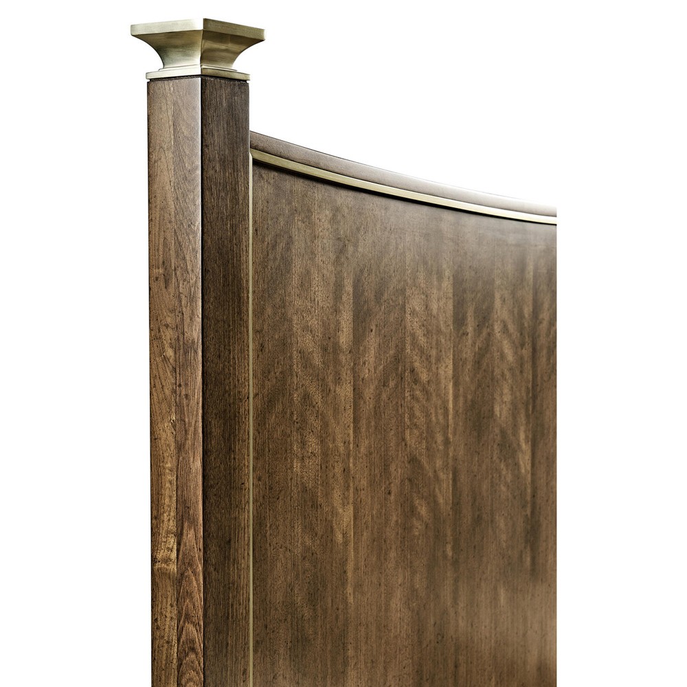 Whitaker Modern Classic Brown Walnut Champagne Steel Bed - King|