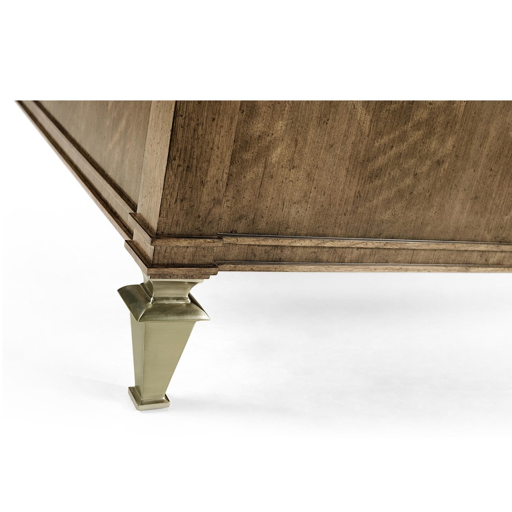 Whitaker Modern Classic Brown Walnut Champagne Steel Bed - King|