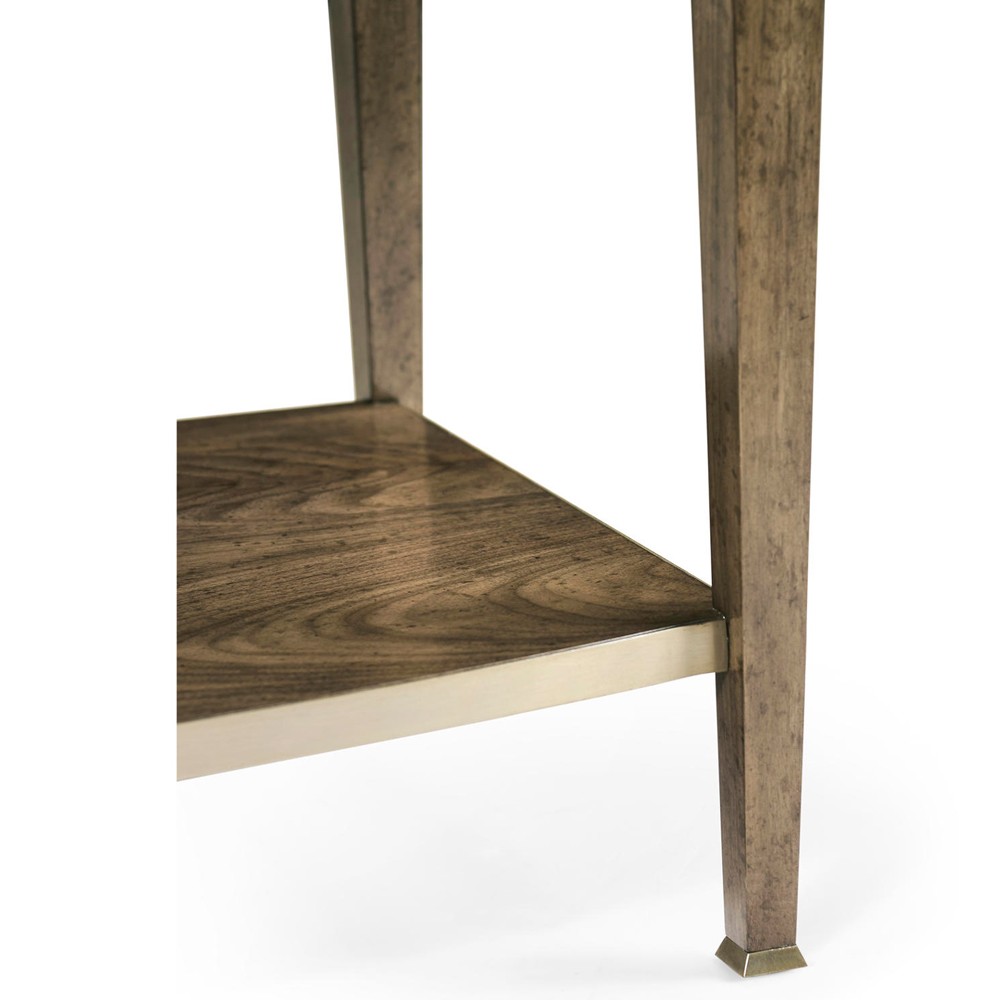 Whitaker Modern Classic Marble Brown Walnut Wide Nightstand|