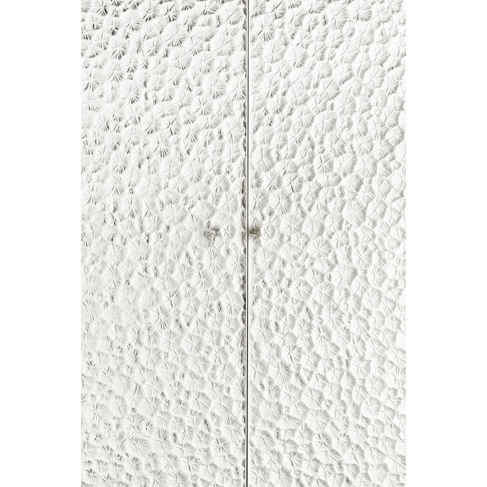 Maris Coastal Beach White Coral Patterned Oak Wood Bar Cabinet|