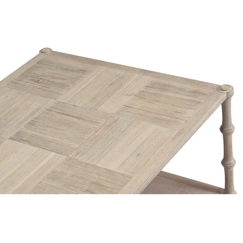 Mateo Modern Classic Beige Acacia Wood Bamboo Rectangular Coffee Table|