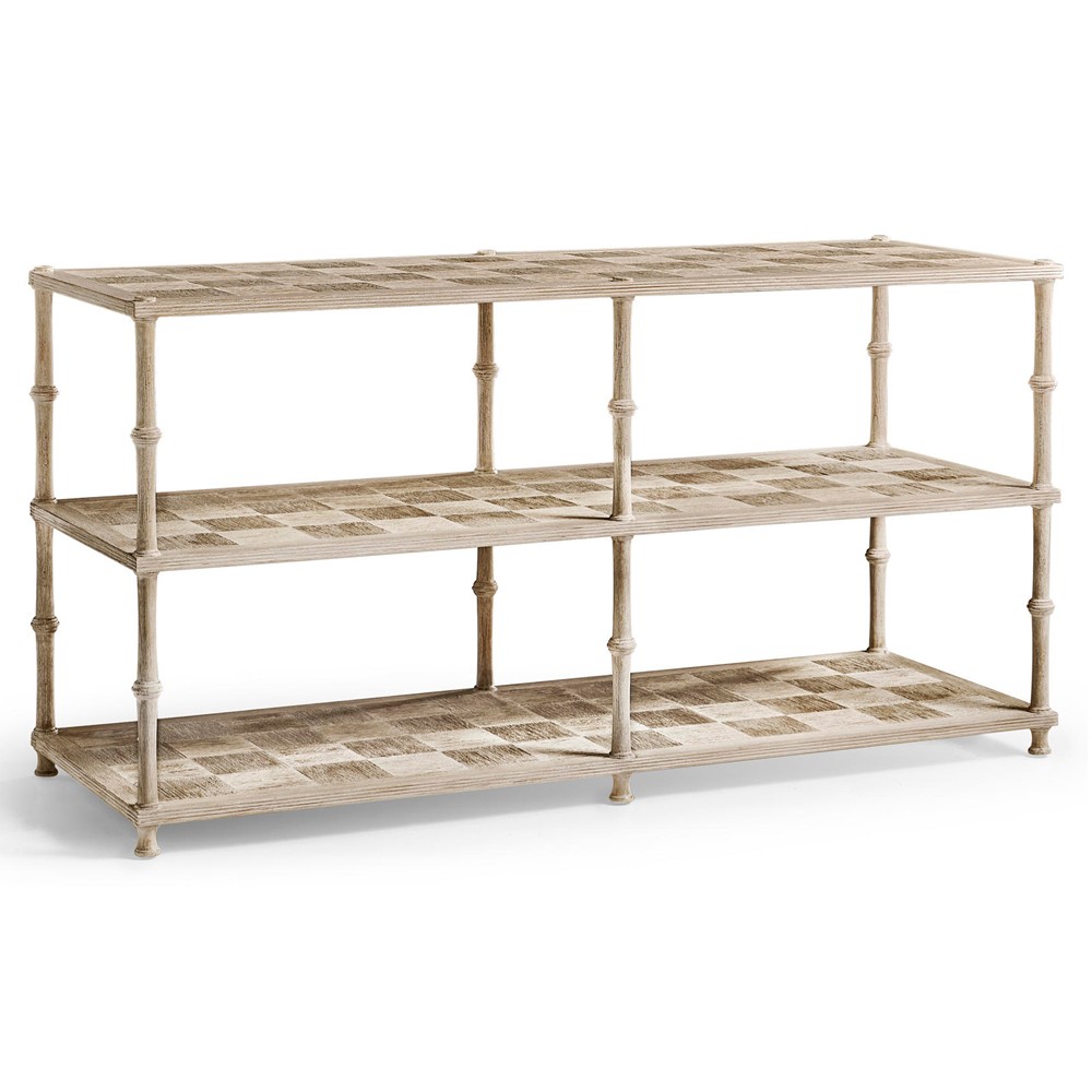 Mateo Modern Classic Beige Acacia Wood Bamboo Console Table|