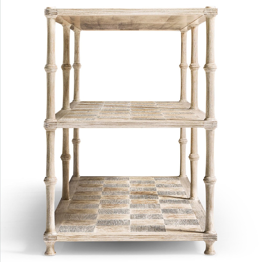 Mateo Modern Classic Beige Acacia Wood Bamboo Console Table|