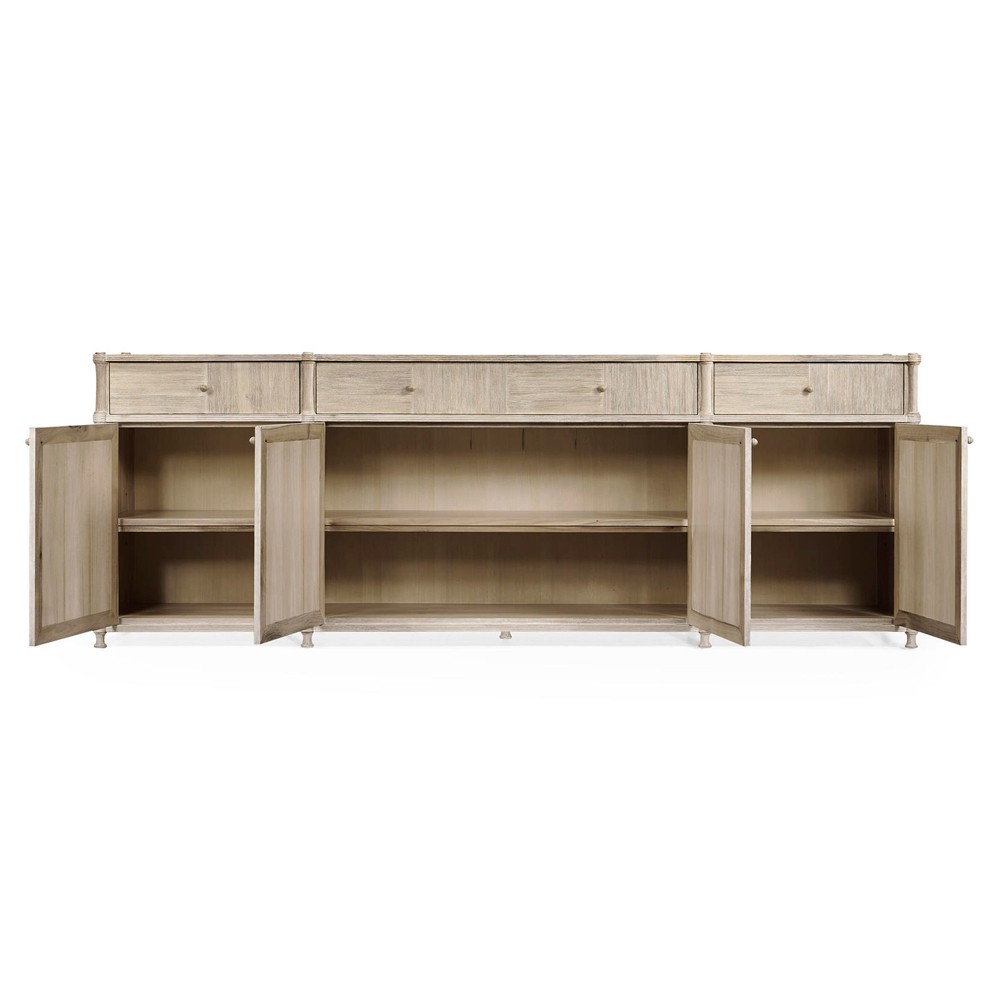 Mateo Modern Classic Beige Acacia Wood Bamboo Buffet|