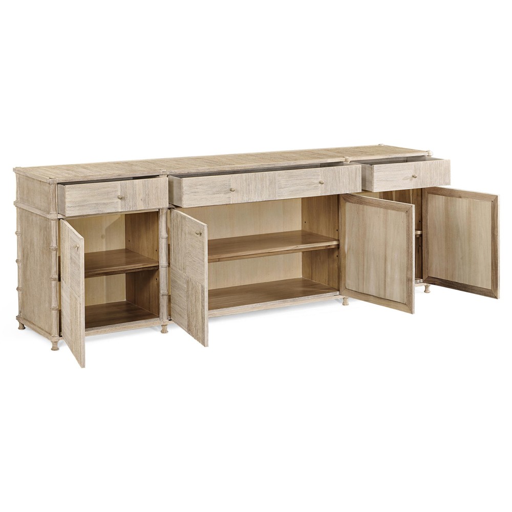 Mateo Modern Classic Beige Acacia Wood Bamboo Buffet|