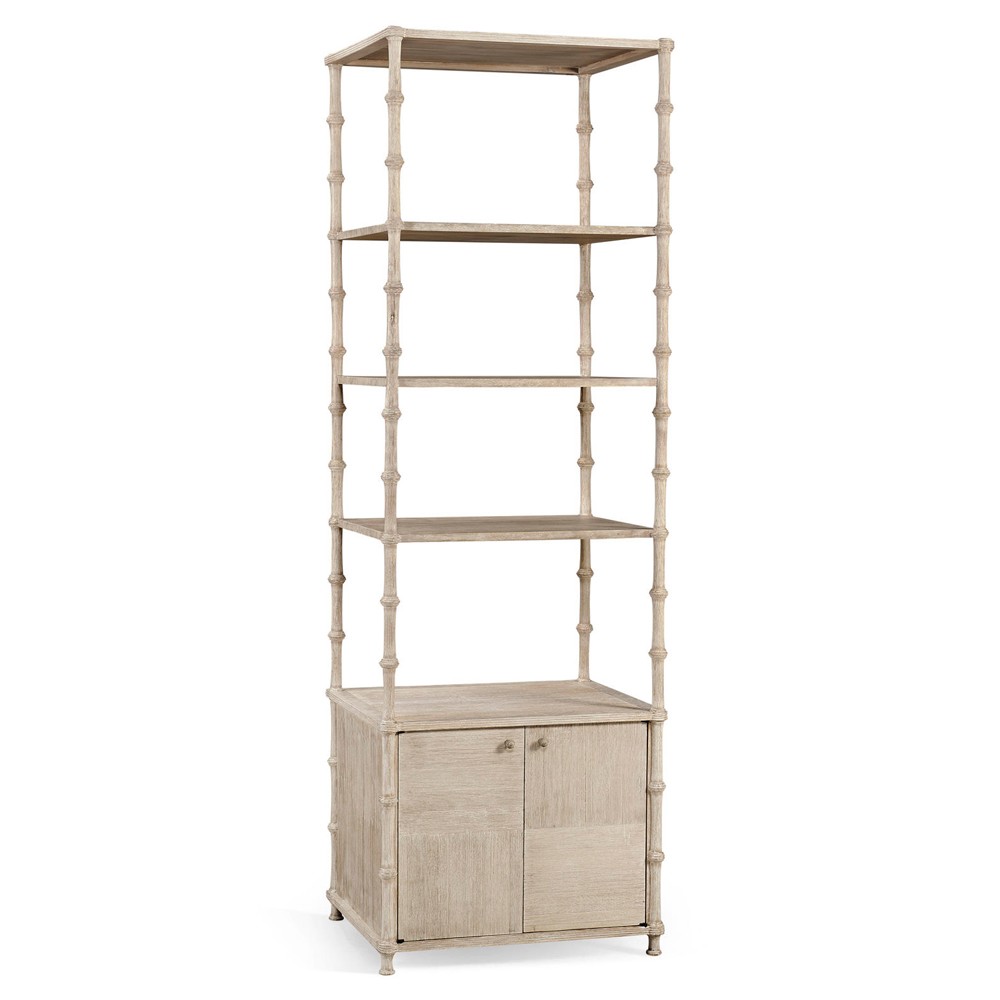 Mateo Modern Classic Beige Acacia Wood Bamboo Etagere|