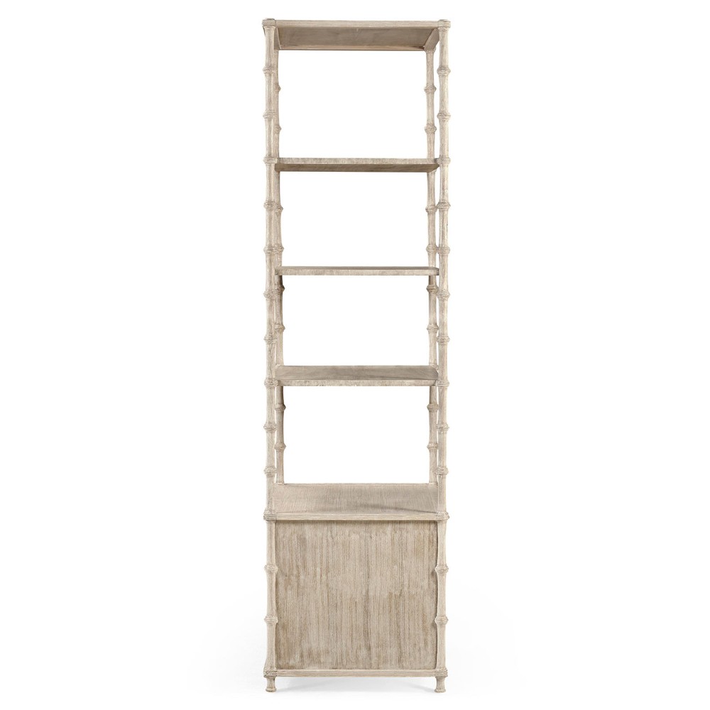 Mateo Modern Classic Beige Acacia Wood Bamboo Etagere|