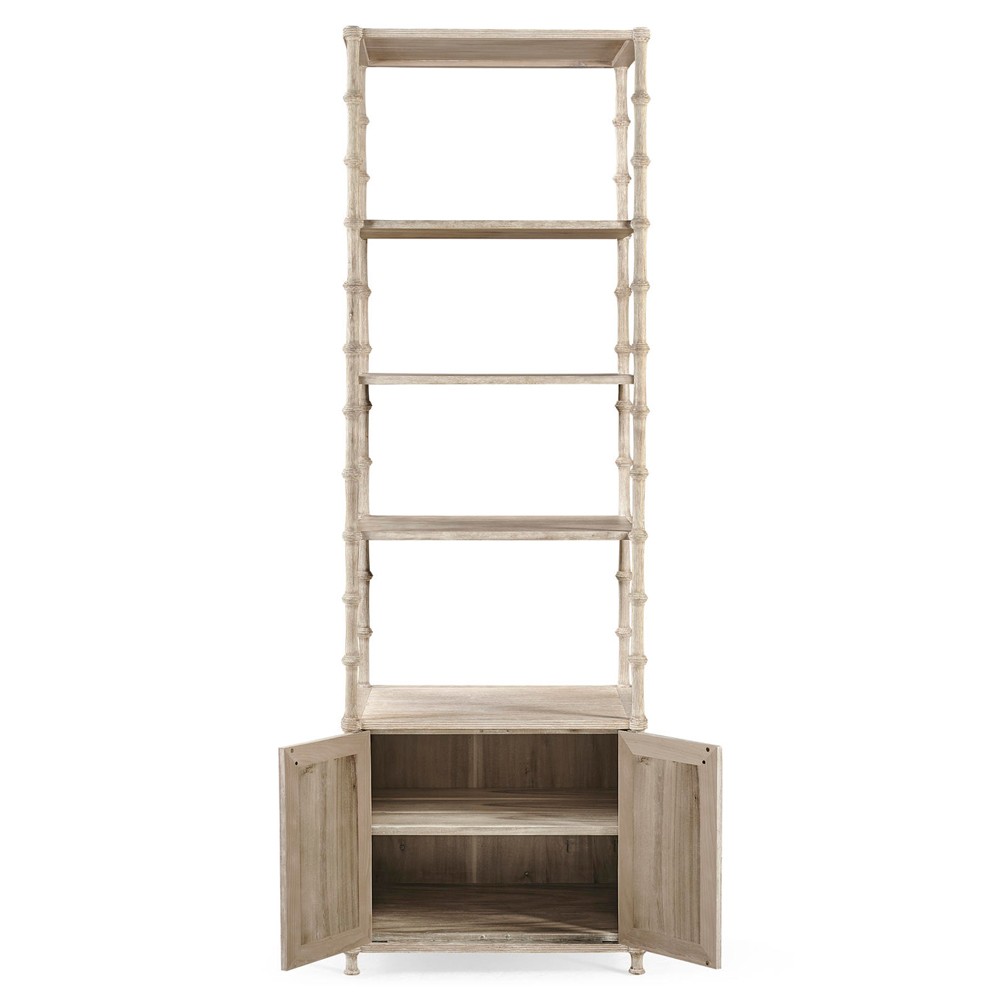 Mateo Modern Classic Beige Acacia Wood Bamboo Etagere|