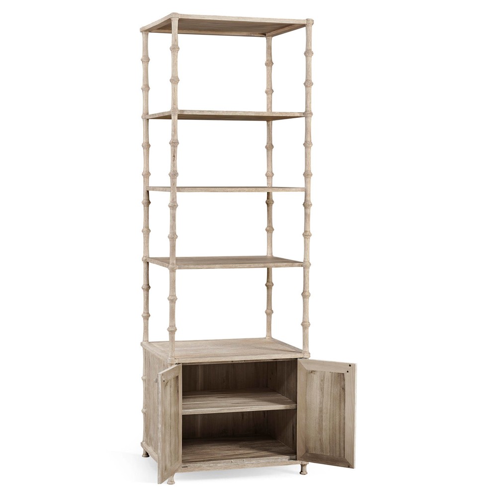 Mateo Modern Classic Beige Acacia Wood Bamboo Etagere|