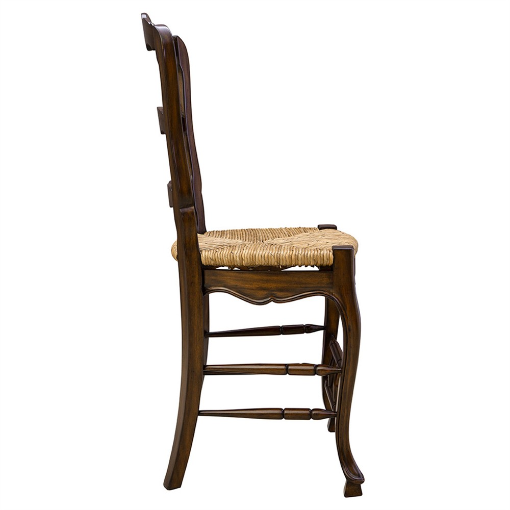 Lacey Updated Traditional Natural Woven Dark Brown Wood Counter Stool|