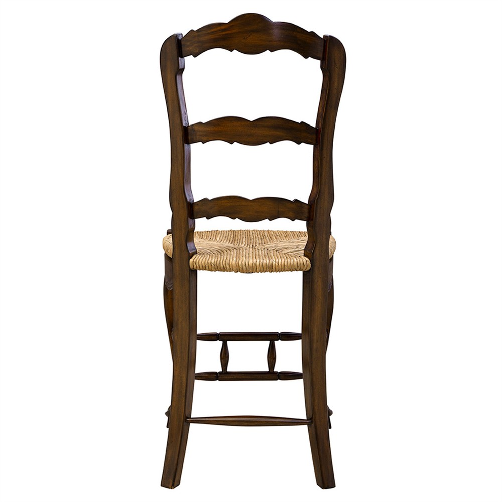 Lacey Updated Traditional Natural Woven Dark Brown Wood Counter Stool|